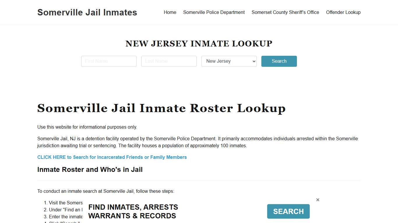 Somerville Jail Inmate Roster, Somerset County, NJ, Offender Search